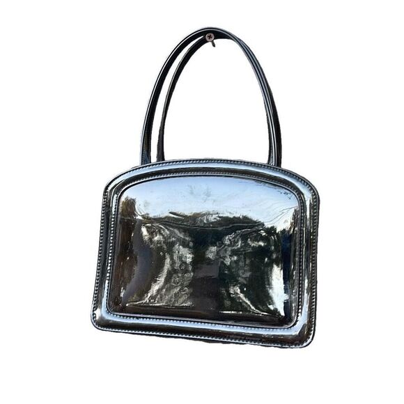 Vintage double sided kiss lock marbled faux leather bag. - Picture 2 of 8